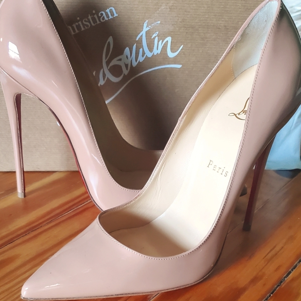 VEUC CHRISTIAN LOUBOUTIN So Kate Pumps Heels 120 Nude Patent Beige 40 8.5 9 9.5 - Picture 4 of 14